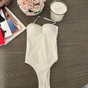 Aqua Bodysuit pleather White XXS